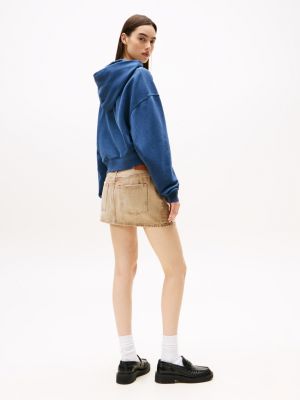 blue crest logo boxy cropped hoody for women tommy jeans