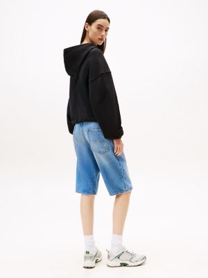 black logo boxy cropped hoody for women tommy jeans