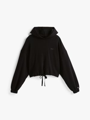 black logo boxy cropped hoody for women tommy jeans