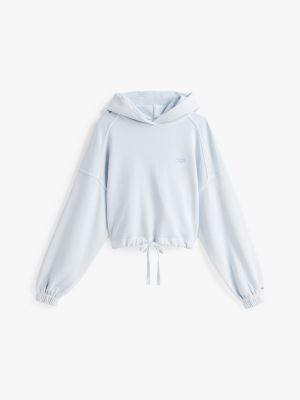 sweat à capuche court boxy à logo bleu pour femmes tommy jeans