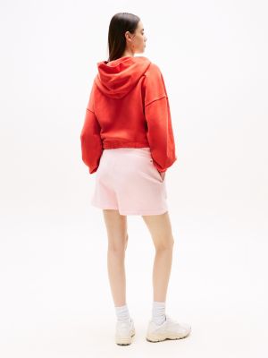 red logo boxy cropped hoody for women tommy jeans