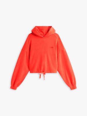 rood cropped hoodie met boxy fit en logo voor dames - tommy jeans