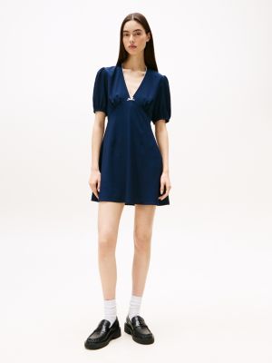 vestido corto de crepé blue de mujeres tommy jeans