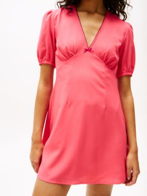 pink crepe mini dress for women tommy jeans