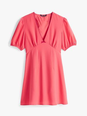 pink crepe mini dress for women tommy jeans