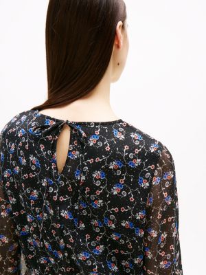 robe courte à motif floral en mousseline noir pour femmes tommy jeans