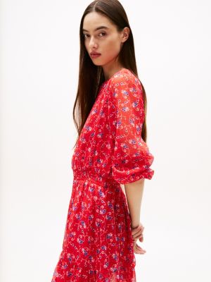 multi floral print chiffon mini dress for women tommy jeans