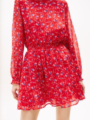 multi floral print chiffon mini dress for women tommy jeans