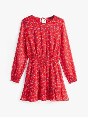 multi floral print chiffon mini dress for women tommy jeans