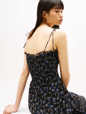 black floral print chiffon maxi dress for women tommy jeans