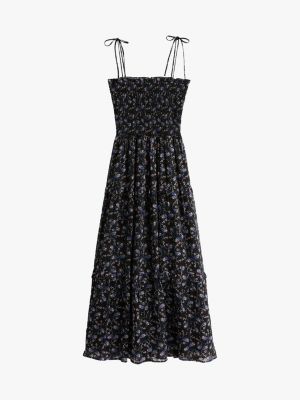 black floral print chiffon maxi dress for women tommy jeans