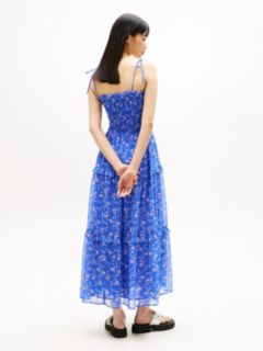 Print Extra Slim Chiffon Maxi Dress — Blue 4