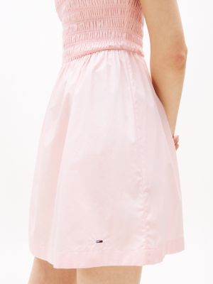 pink halterneck fit and flare mini dress for women tommy jeans