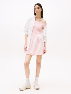 pink halterneck fit and flare mini dress for women tommy jeans