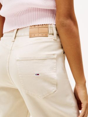 beige five-pocket slim trousers for women tommy jeans