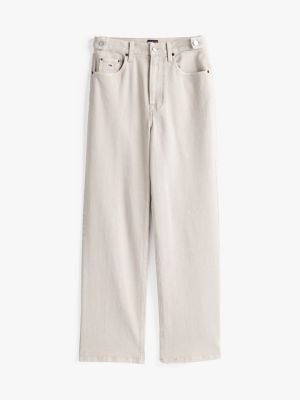 beige five-pocket slim trousers for women tommy jeans