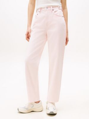 pink five-pocket slim trousers for women tommy jeans