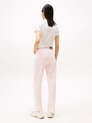 pink five-pocket slim trousers for women tommy jeans