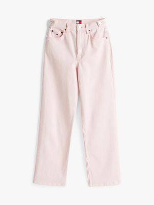 pink five-pocket slim trousers for women tommy jeans