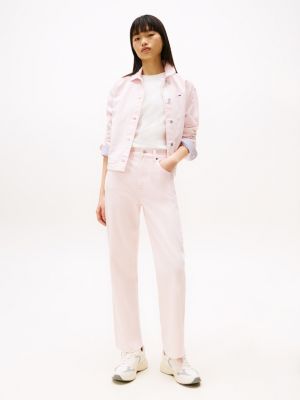 pink five-pocket slim trousers for women tommy jeans