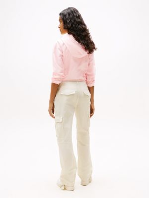 beige relaxed fit cargo-hose mit mittelhohem bund für damen - tommy jeans