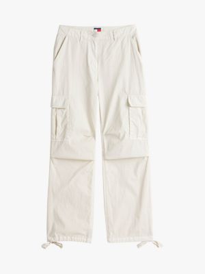 beige relaxed fit cargo-hose mit mittelhohem bund für damen - tommy jeans