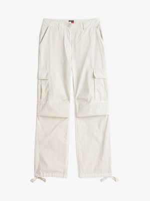 beige mid rise relaxed cargo trousers for women tommy jeans