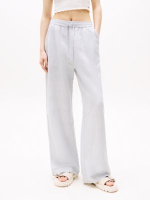grey wide leg trousers with linen for women tommy jeans