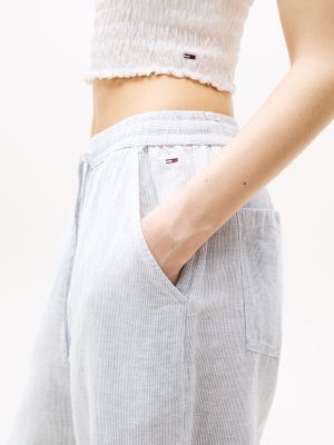 grey wide leg trousers with linen for women tommy jeans