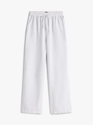 grey wide leg trousers with linen for women tommy jeans