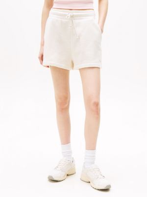 beige relaxed sweat shorts for women tommy jeans