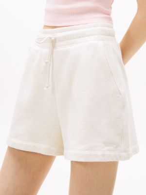 beige relaxed sweat shorts for women tommy jeans