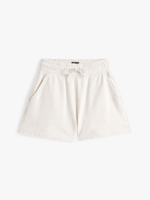 beige relaxed sweat shorts for women tommy jeans