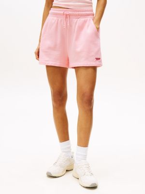 roze relaxed fit joggingshort voor dames - tommy jeans