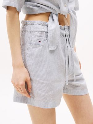 grey paperbag shorts with linen for women tommy jeans