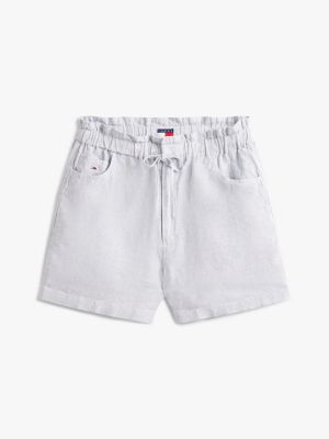 grey paperbag shorts with linen for women tommy jeans