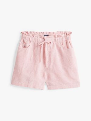 pink paperbag shorts with linen for women tommy jeans