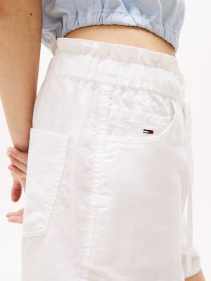 white paperbag shorts with linen for women tommy jeans