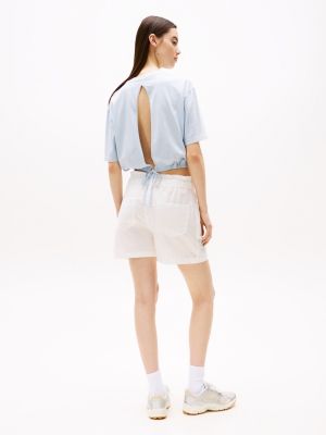 white paperbag shorts with linen for women tommy jeans