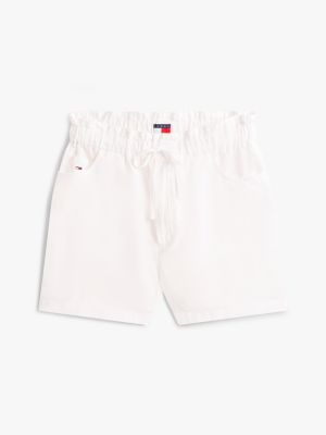 white paperbag shorts with linen for women tommy jeans