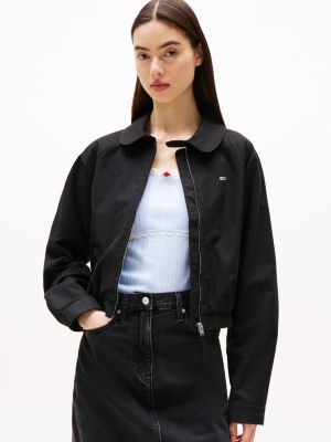 veste tommy badge déperlante noir pour femmes tommy jeans