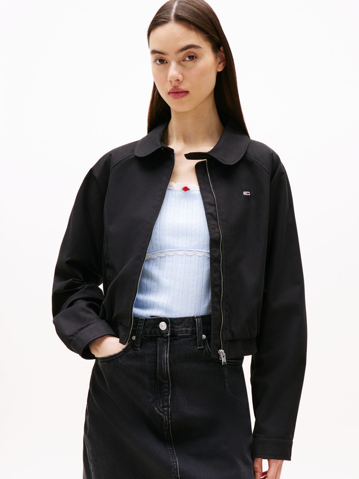 Tommy Badge Water Repellent Twill Jacket — Black