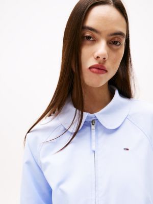 veste tommy badge déperlante bleu pour femmes tommy jeans