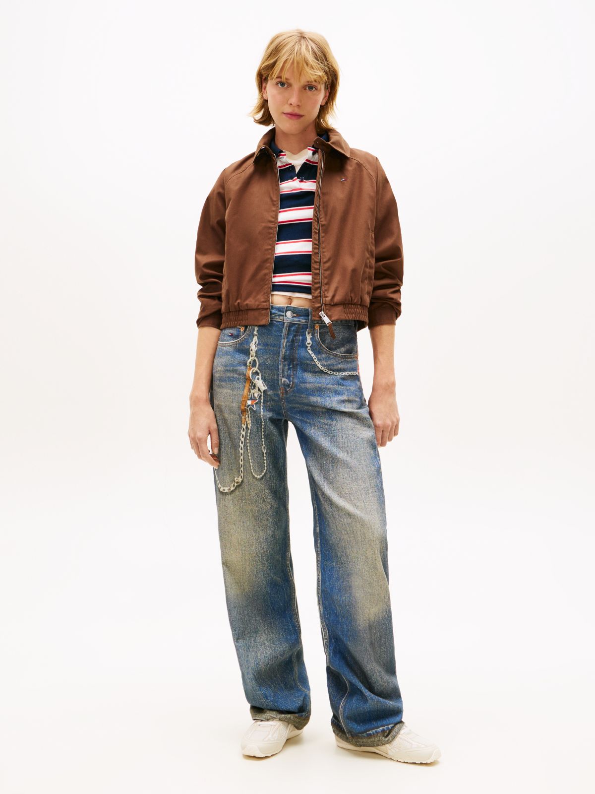 Tommy Badge Water Repellent Twill Jacket — Brown