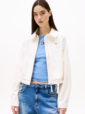 veste tommy badge déperlante beige pour femmes tommy jeans