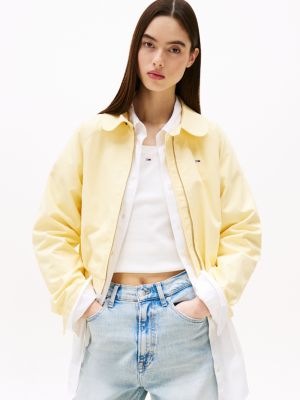 yellow tommy badge water repellent jacket for women tommy jeans