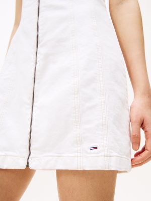 white slim mini denim dress for women tommy jeans