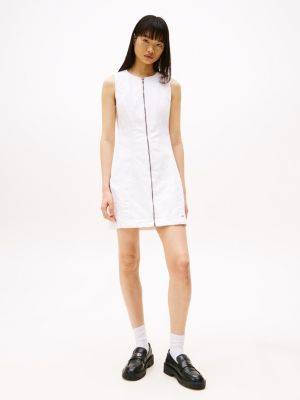 white slim mini denim dress for women tommy jeans