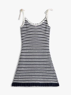 meerdere kleuren slim fit gebreide mini-jurk met bretonse streep voor dames - tommy jeans