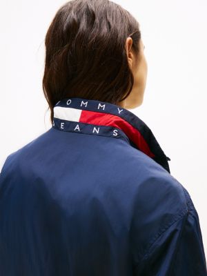 blue logo collar water repellent jacket for women tommy jeans